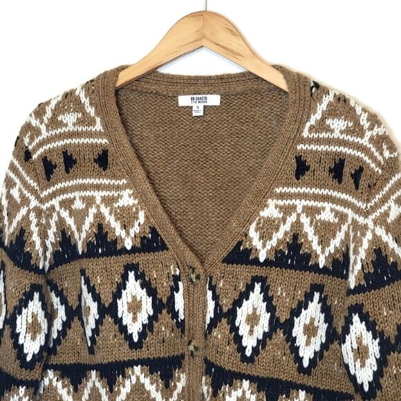 BB Dakota Steve Madden Fair Isle Aztec Button Down Cardigan Sweater Cozy Fall S - Picture 3 of 15